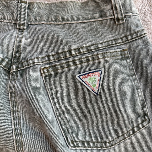 Vtg Palmettos High Waisted Olive Green Acid Wash Tapered Jeans Ankle Zip 26 80s - Picture 3 of 9